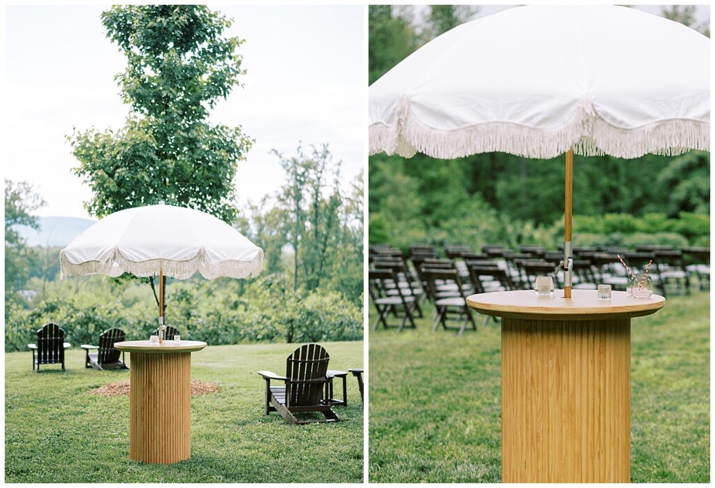 cocktail tables and umbrellas 